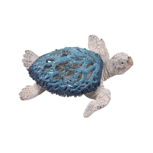 Topleo Crafts 20cm Blue Turtle with Coral Décor