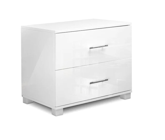 NAHG-WH Bedside Table with 2 Drawers -White