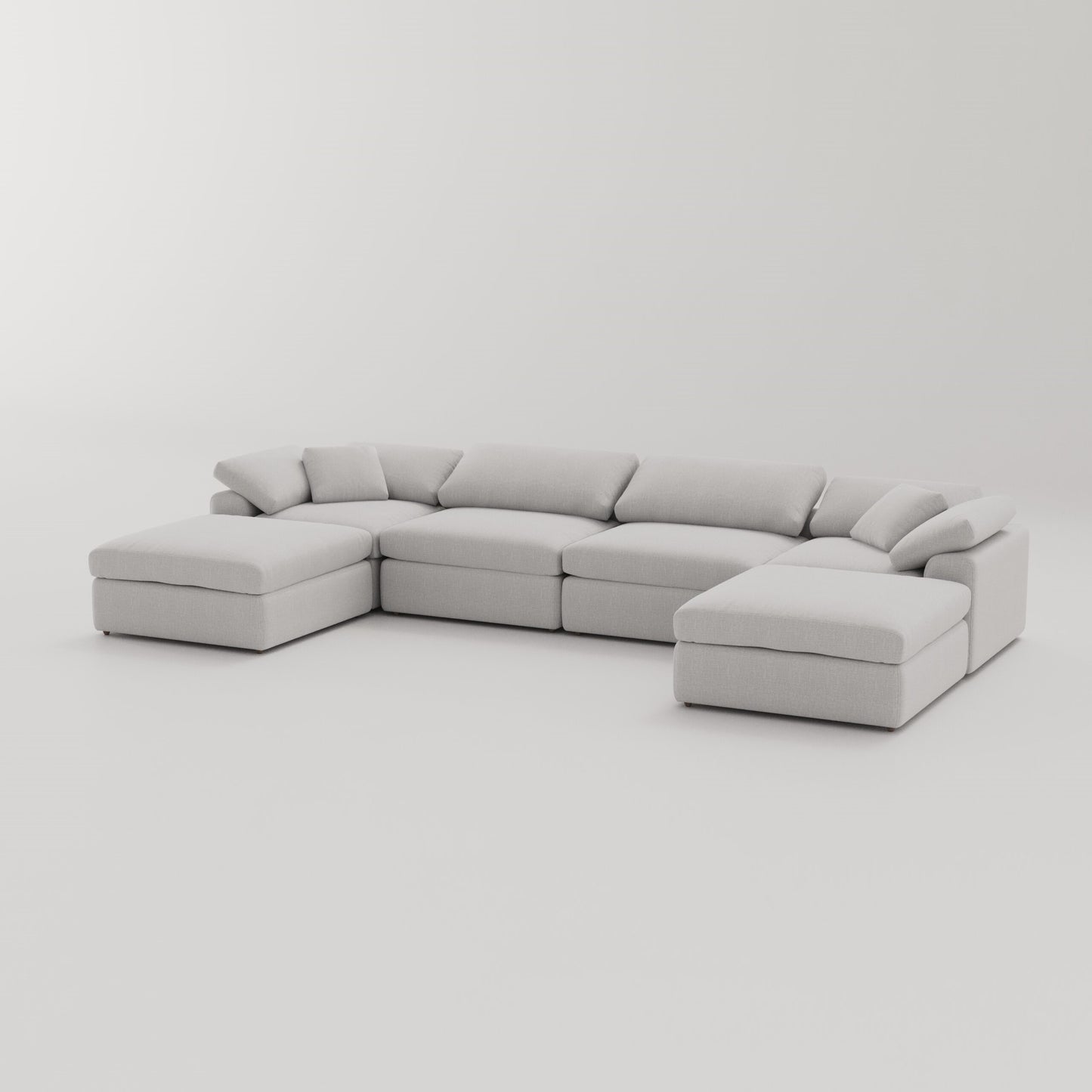 "CLOUD" Modular Sectional Sofa with Ottoman Fabric-Light Grey