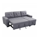 "FABIANA" Pull-out Sofa Bed Reversible Fabric Grey