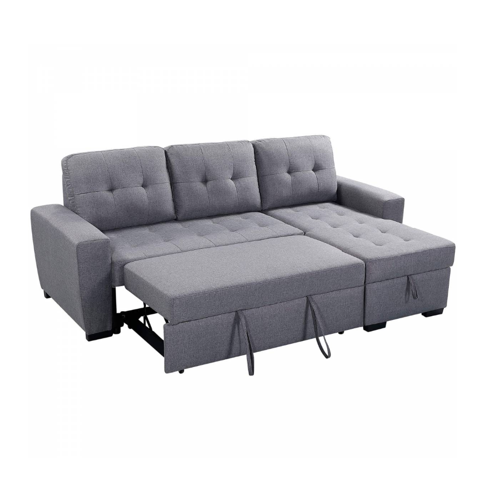 "FABIANA" Pull-out Sofa Bed Reversible Fabric Grey