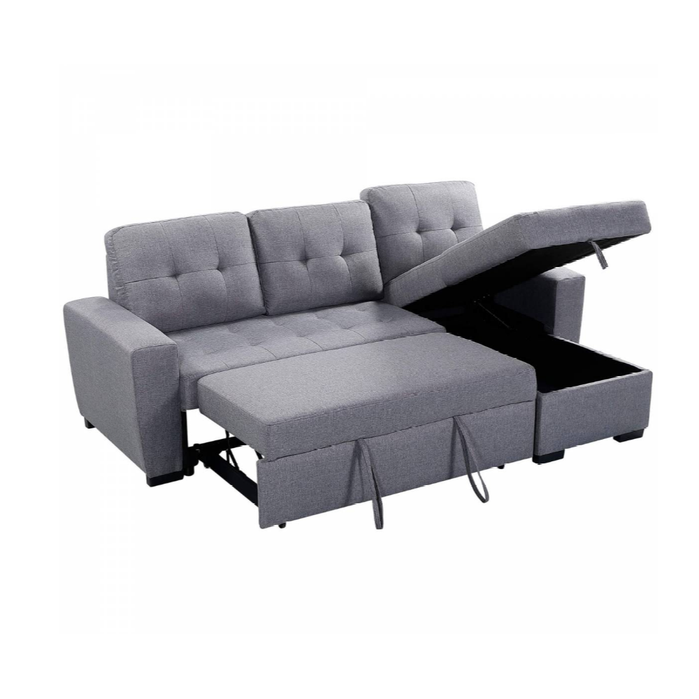 "FABIANA" Pull-out Sofa Bed Reversible Fabric Grey