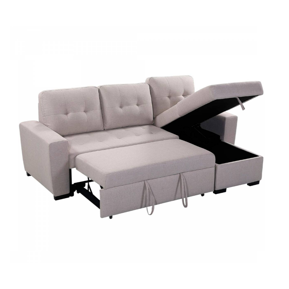 "FABIANA" Pull-out Sofa Bed Reversible Fabric Beige