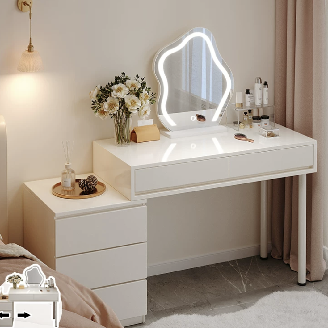 PHANTOM Vanity Dressing Table 100CM with LED Makeup Mirror and Chair