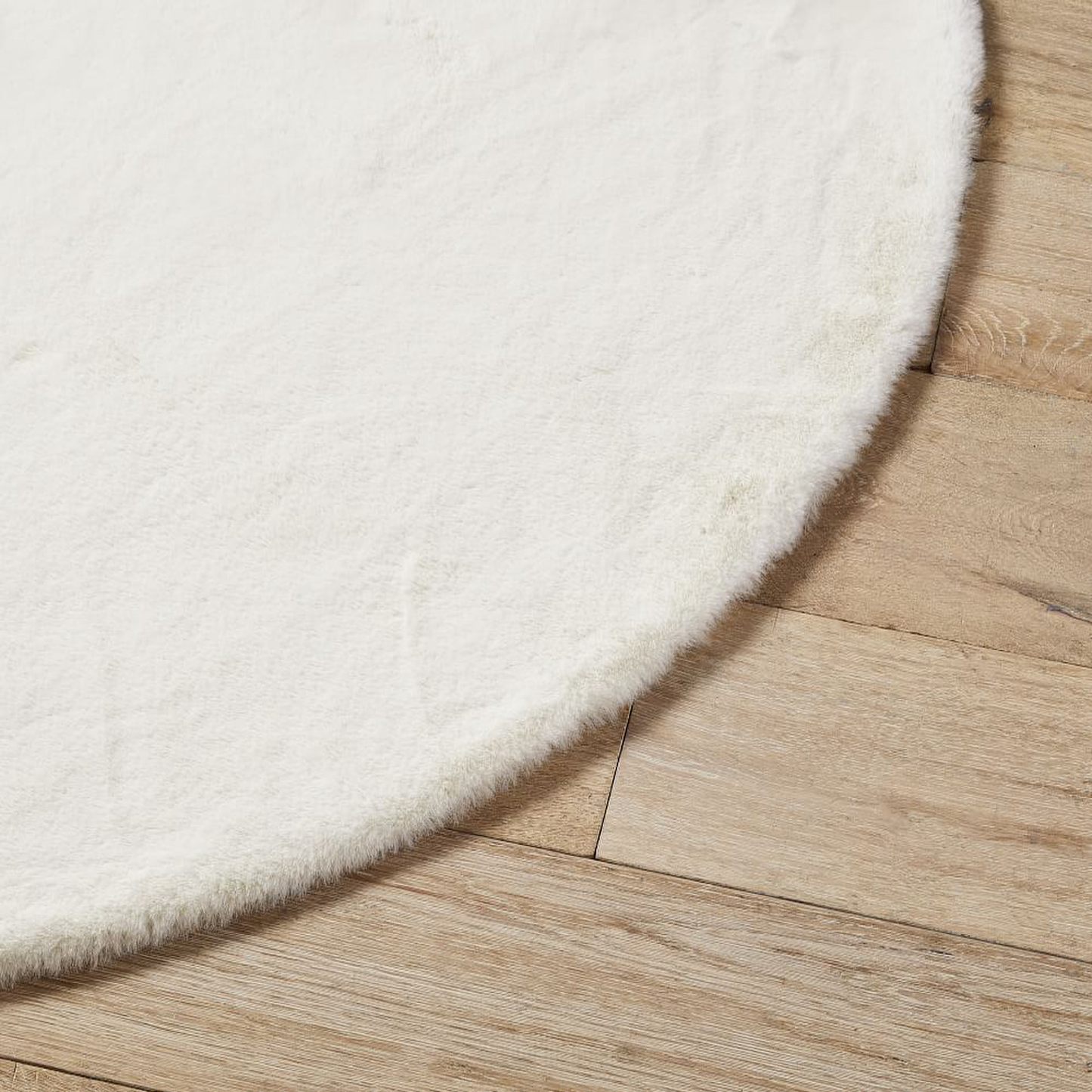 " Cozy Round Plush Rug White / 140cm