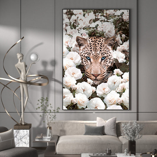 Cheetah and Rose Painting Artwork