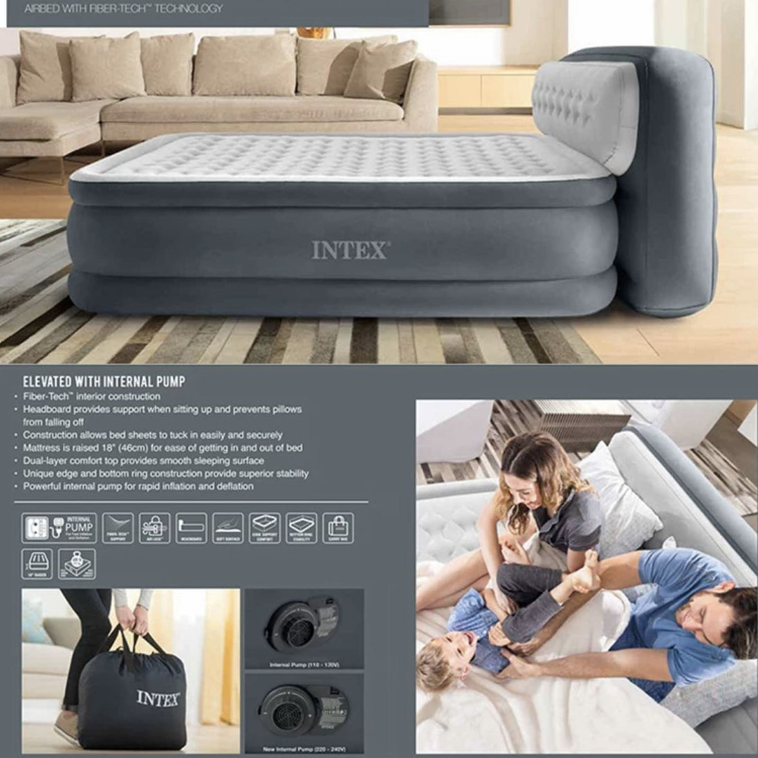 INTEX Air Bed/Mattress with Built-in Pump