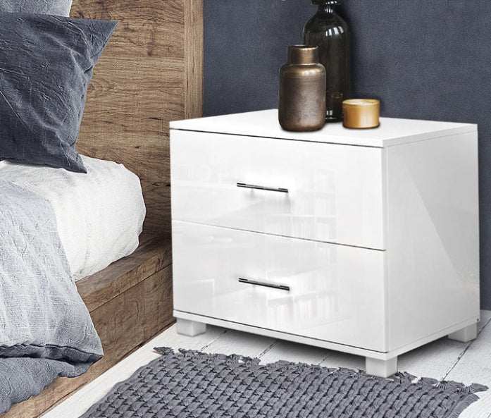 NAHG-WH Bedside Table with 2 Drawers -White