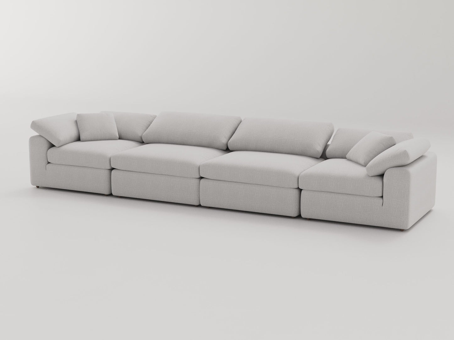 "CLOUD" Modular Sectional Sofa with Ottoman Fabric-Light Grey