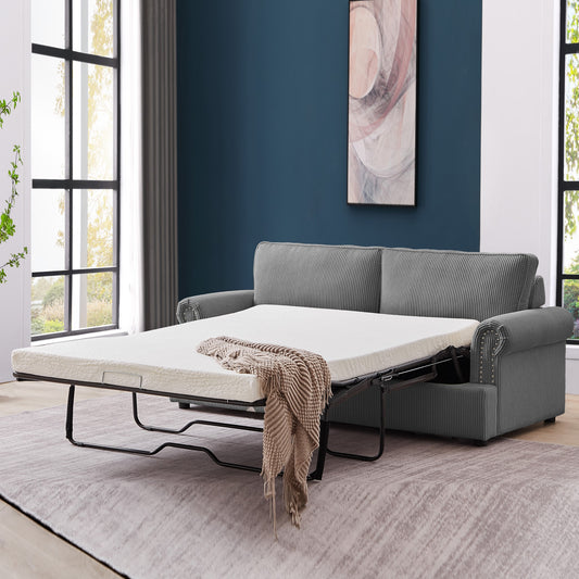 New Arrival "PHEBE" 2-Seater Sofa Bed Couch with Foam Mattress -Grey