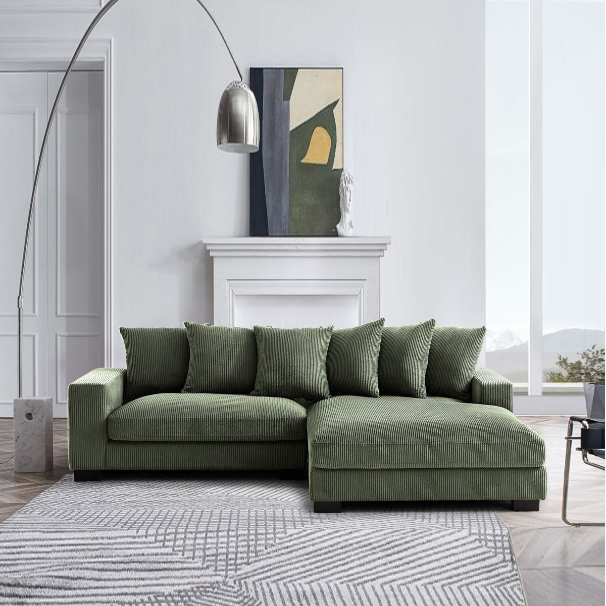 New Arrival "BRAM" Corner SOFA Corduroy Fabric -Forest Green