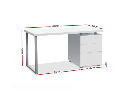 DESK-140M-WH-AB Computer Desk White