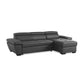 "JONOVA" Leather Convertible Corner Sofa bed with Storage- Cow Leather Black RHF