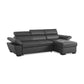 "JONOVA" Leather Convertible Corner Sofa bed with Storage- Cow Leather Black RHF