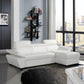 "JONOVA" Leather Convertible Corner Sofa bed with Storage- Cow Leather White RHF