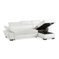 "JONOVA" Leather Convertible Corner Sofa bed with Storage- Cow Leather White RHF