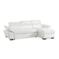 "JONOVA" Leather Convertible Corner Sofa bed with Storage- Cow Leather White RHF