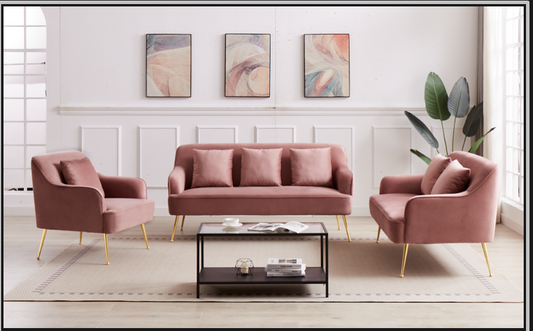 Velvet Pink Sofa Set