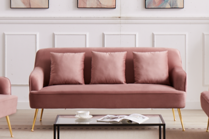 Velvet Pink Sofa Set