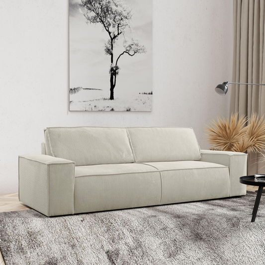 "AMELIA" 3-Seater Sofa Bed with Storage - Cream