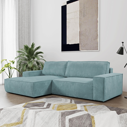 "AMELIA" L-Shape Sofa Bed with Storage -Blue