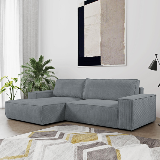 "AMELIA" L-Shape Sofa Bed with Storage -Grey