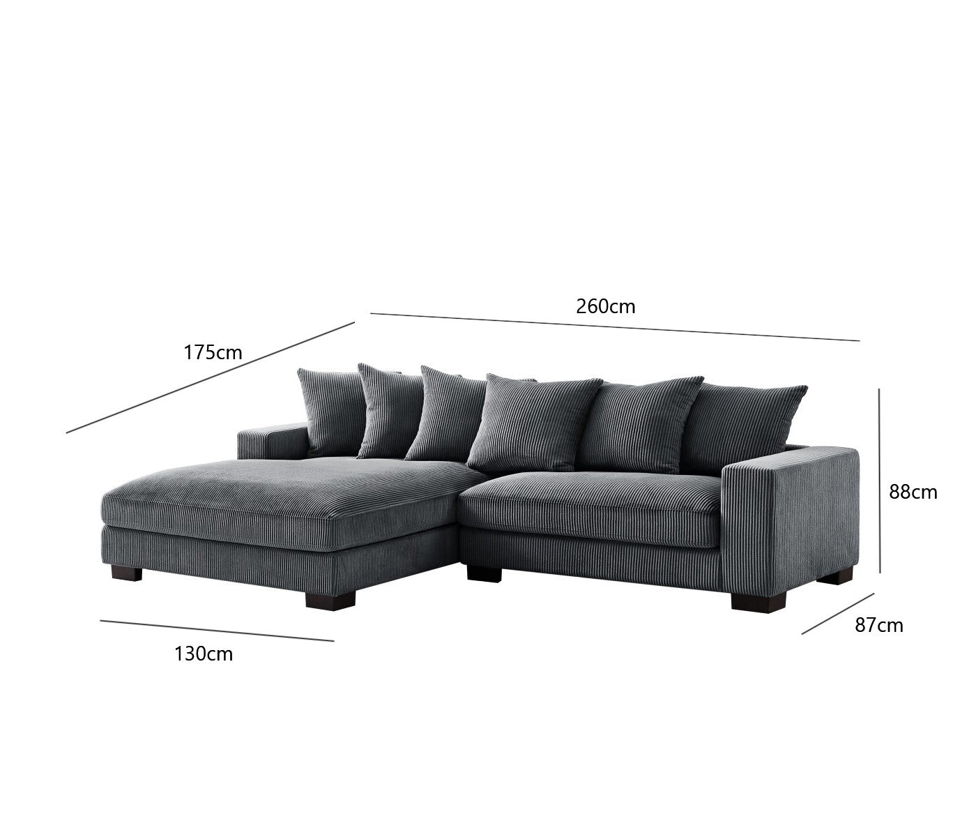 New Arrival "BRAM" Corner SOFA Corduroy Fabric -Dark Grey