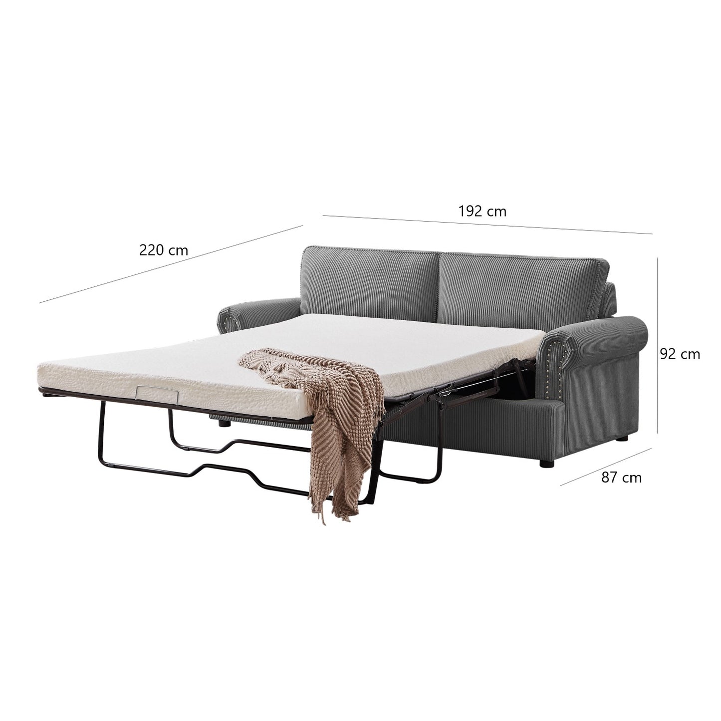 New Arrival "PHEBE" 2-Seater Sofa Bed Couch with Foam Mattress -Grey