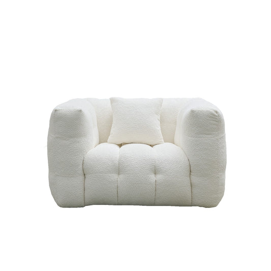 "MARIO" Luxury 1-Seater Sofa Boucle Fabric -White