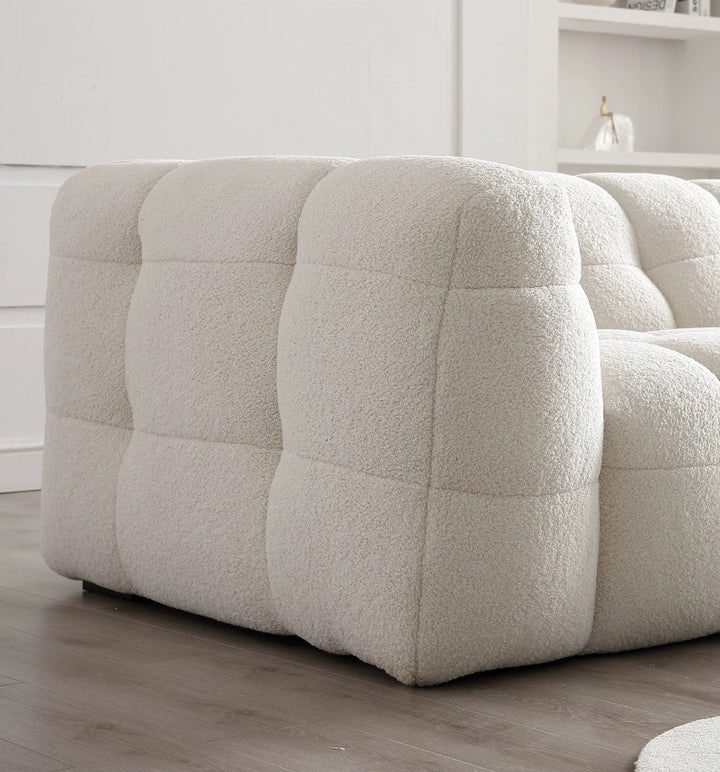 "MARIO" 2-Seater Boucle Fabric Sofa -Cream