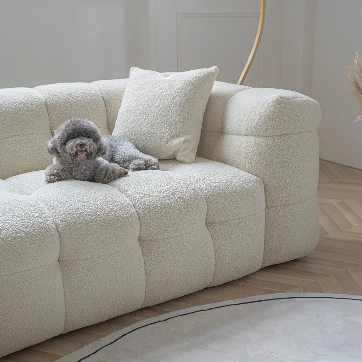 "MARIO" 2-Seater Boucle Fabric Sofa -Cream