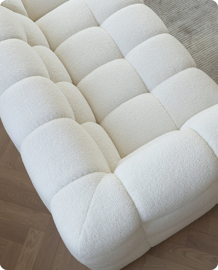 "MARIO" 2-Seater Boucle Fabric Sofa -Cream