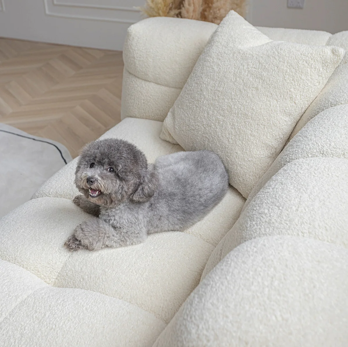 "MARIO" 2-Seater Boucle Fabric Sofa -Cream