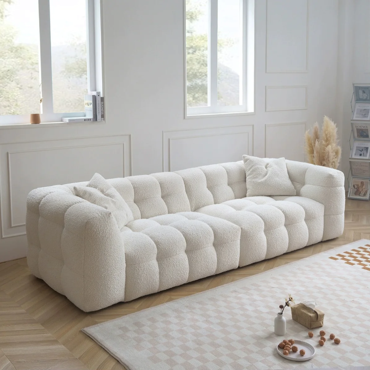 "MARIO" Luxury 4 Seater Sofa Boucle Fabric -White