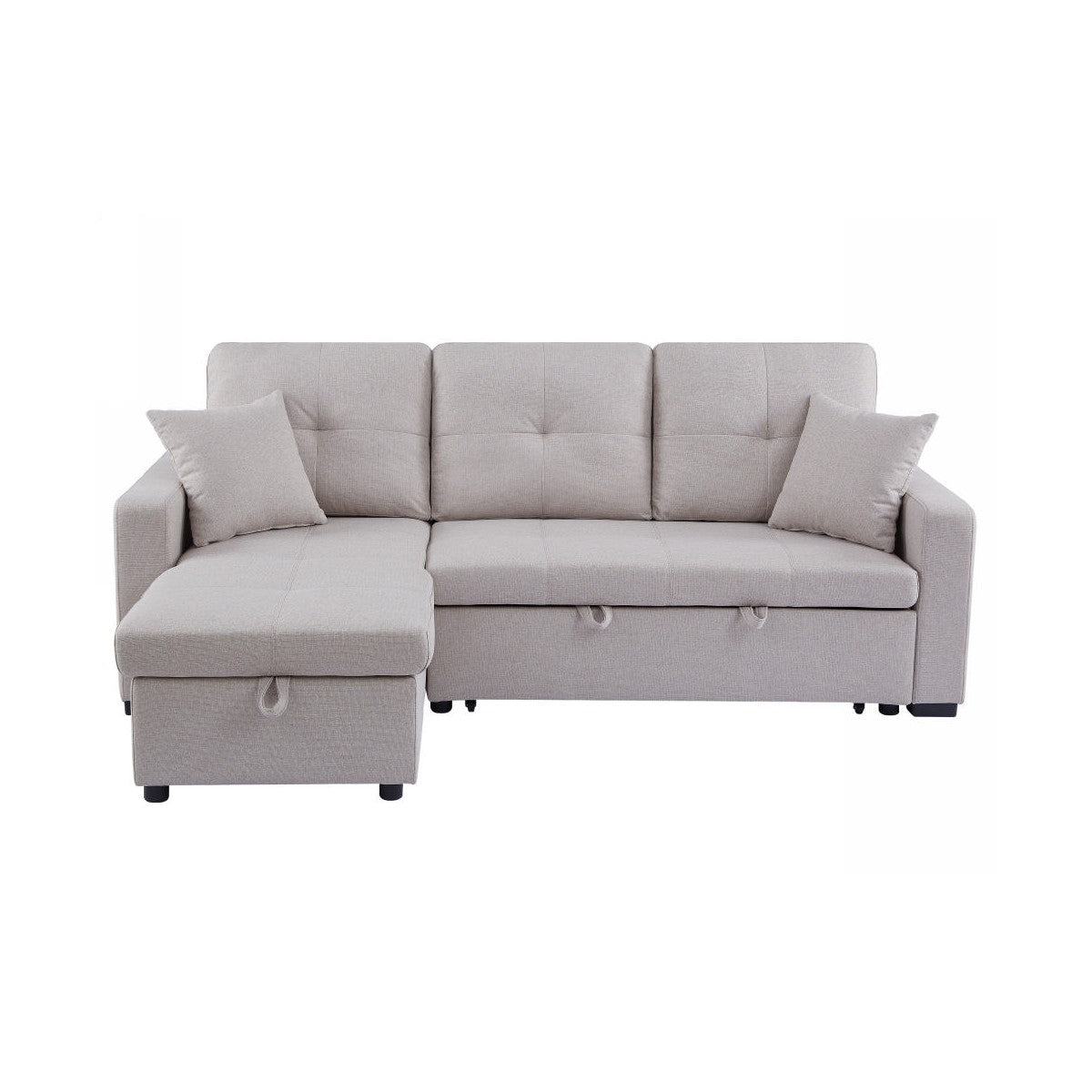 "MANHATTAN" Pull-out Sofa Bed with Storage Reversible Fabric Beige