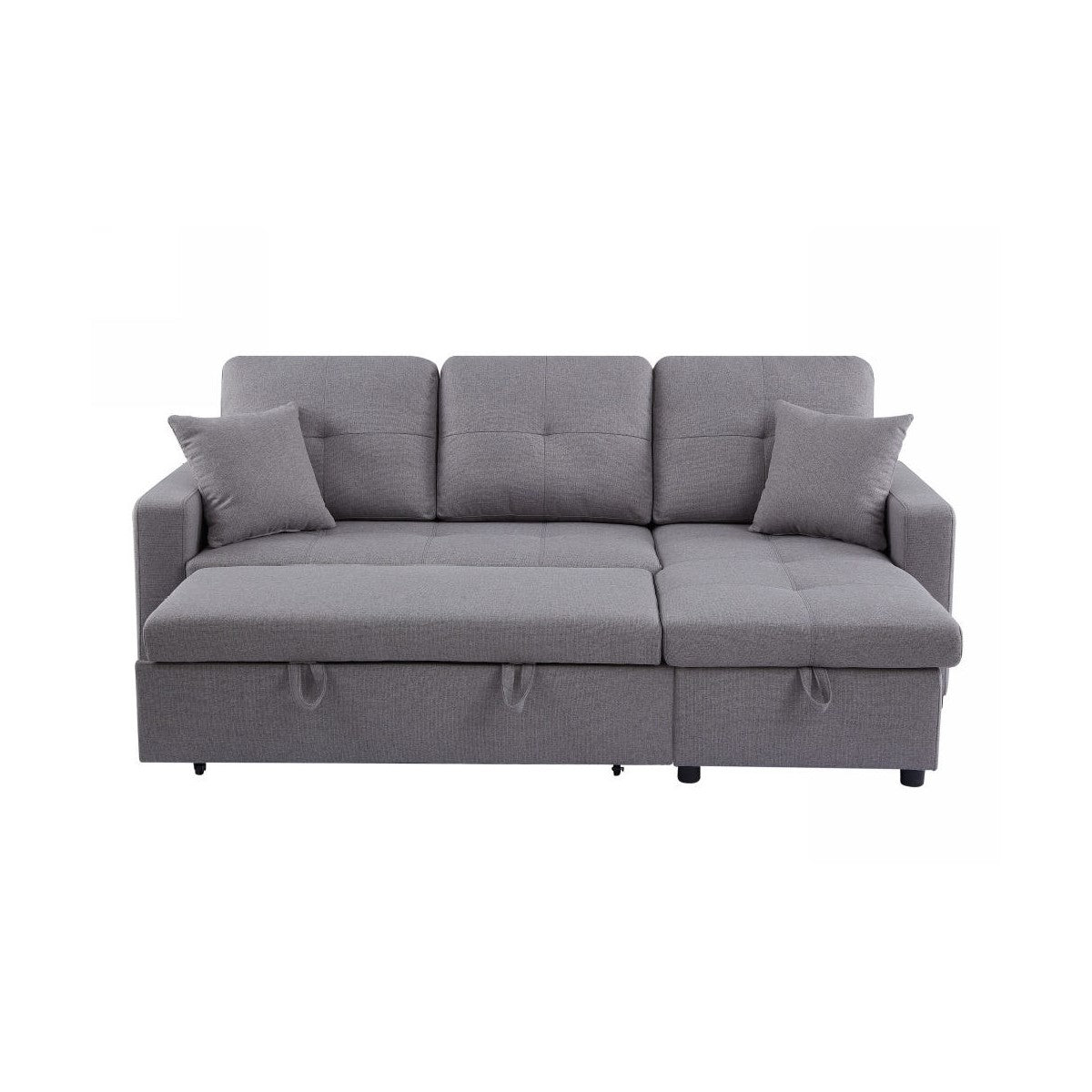 "MANHATTAN" Pull-out Sofa Bed with Storage Reversible Fabric Grey