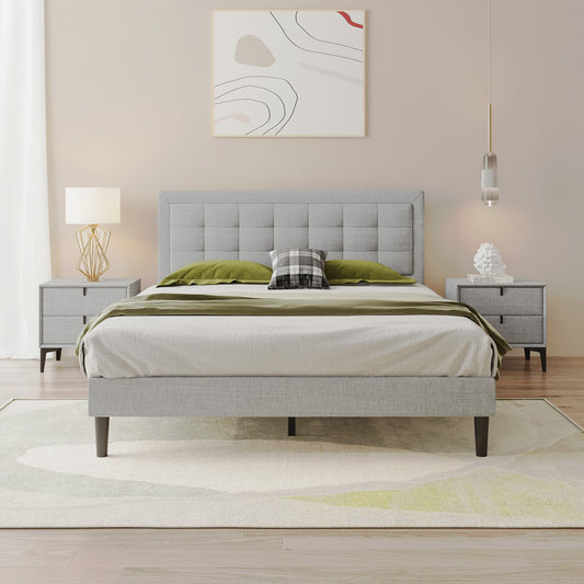 "HARMONICA" Bed Frame Grey Fabric