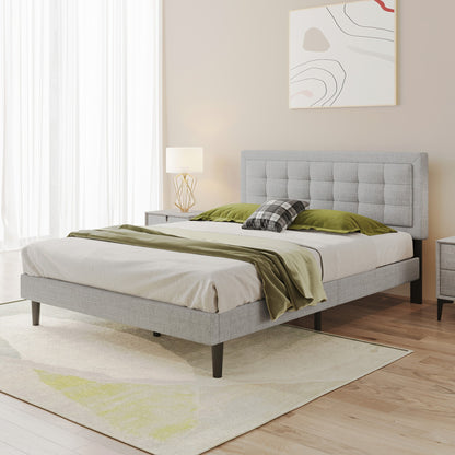 "HARMONICA" Bed Frame Grey Fabric