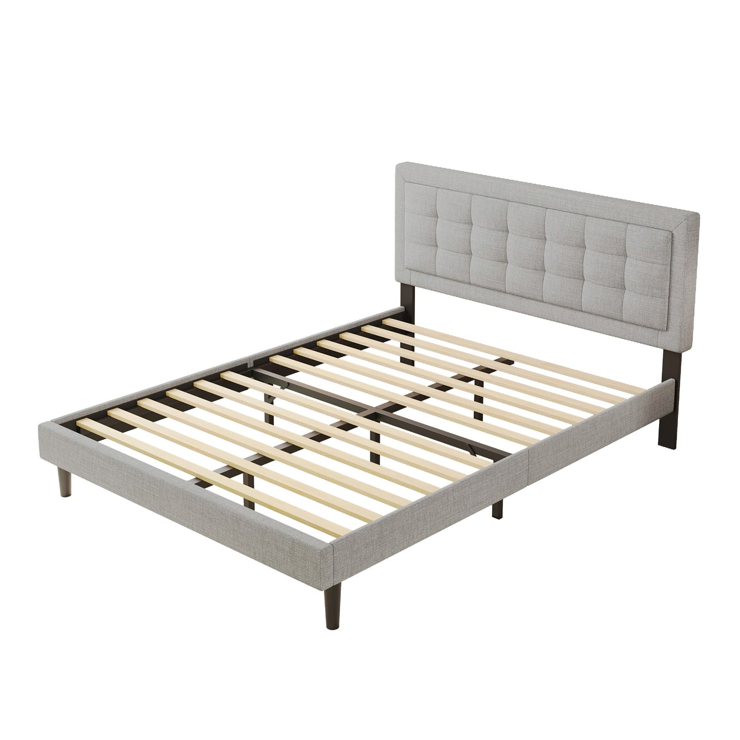 "HARMONICA" Bed Frame Grey Fabric