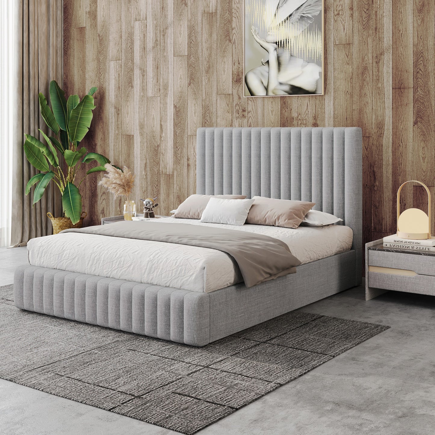 "CELLO" Bed Frame - Fabric Grey