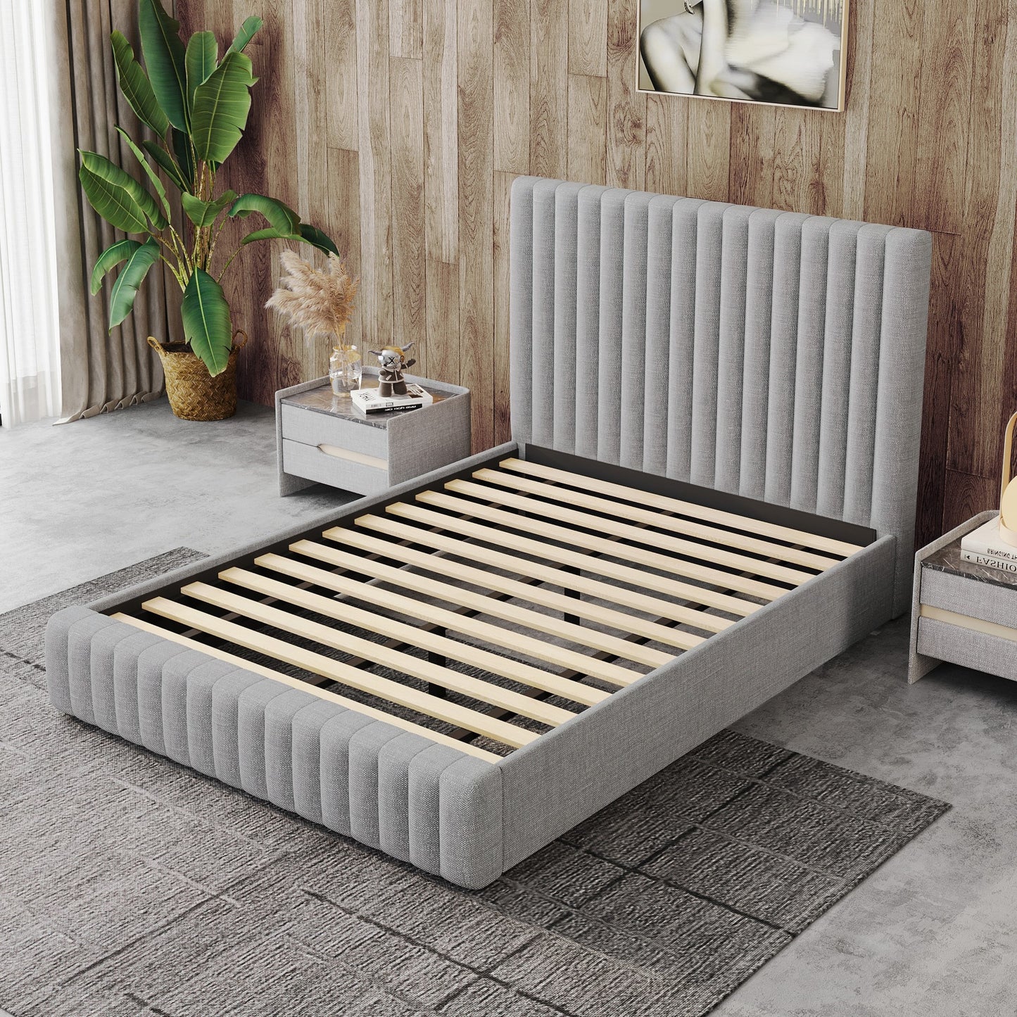 "CELLO" Bed Frame - Fabric Grey