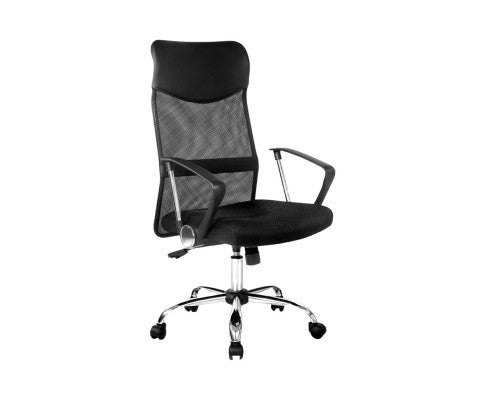 NA8009OC PU Leather Mesh High Back Office Chair - Black