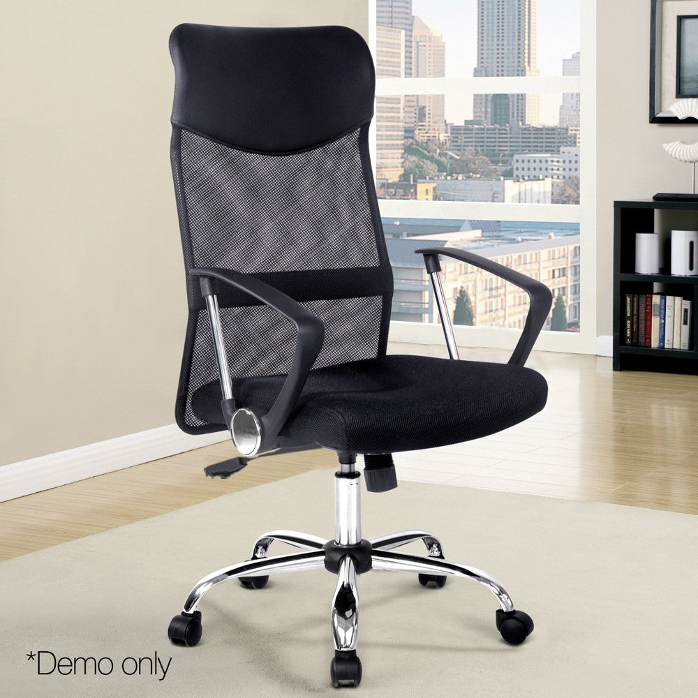 NA8009OC PU Leather Mesh High Back Office Chair - Black