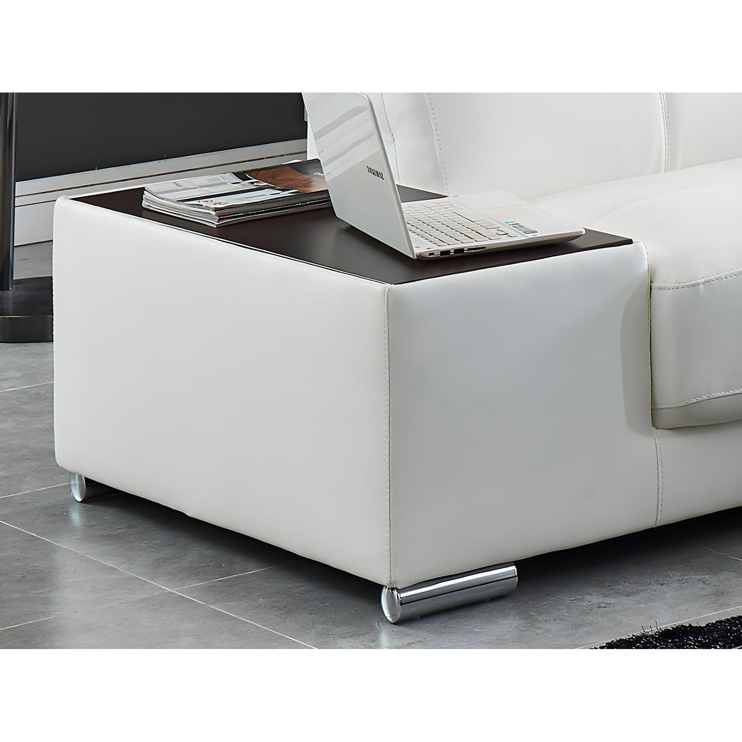 "NAHIA" 4-Seater Leather Corner Sofa - Genuine Leather White