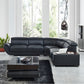 "NAHIA" 4-Seater Leather Corner Sofa - Genuine Leather Black