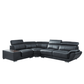 "NAHIA" 4-Seater Leather Corner Sofa - Genuine Leather Black