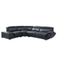 "NAHIA" 4-Seater Leather Corner Sofa - Genuine Leather Black