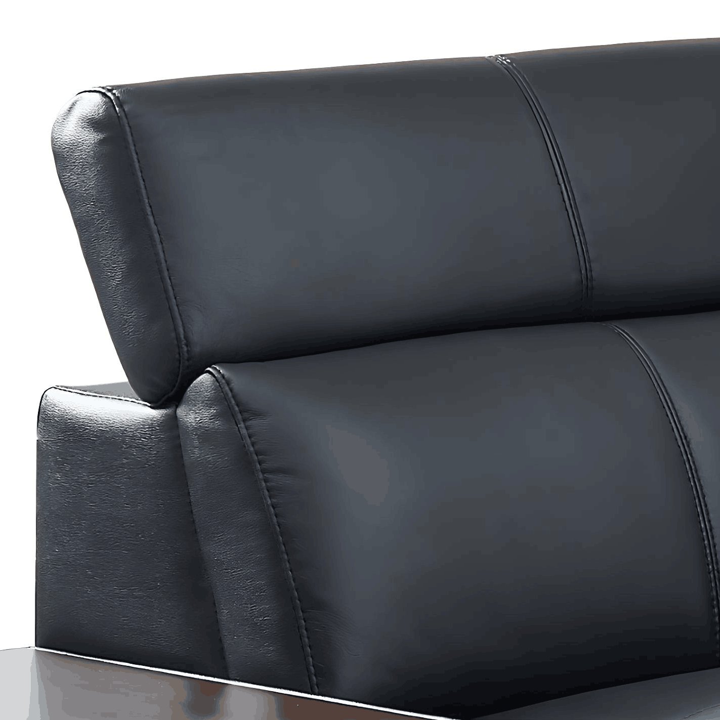 "NAHIA" 4-Seater Leather Corner Sofa - Genuine Leather Black