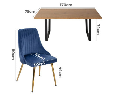 NATURE Wood Rectangle 1+6 Dining set -170cm