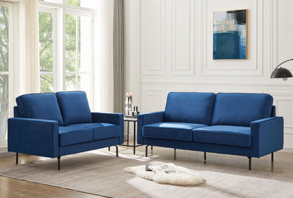 "Jessica" 3+2 Sofa Velvet Fabric -Blue